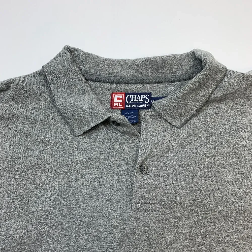 Vintage Ralph Lauren Chaps Polo Shirt Mens XXL 2XL Gray Long Sleeve Cotton
